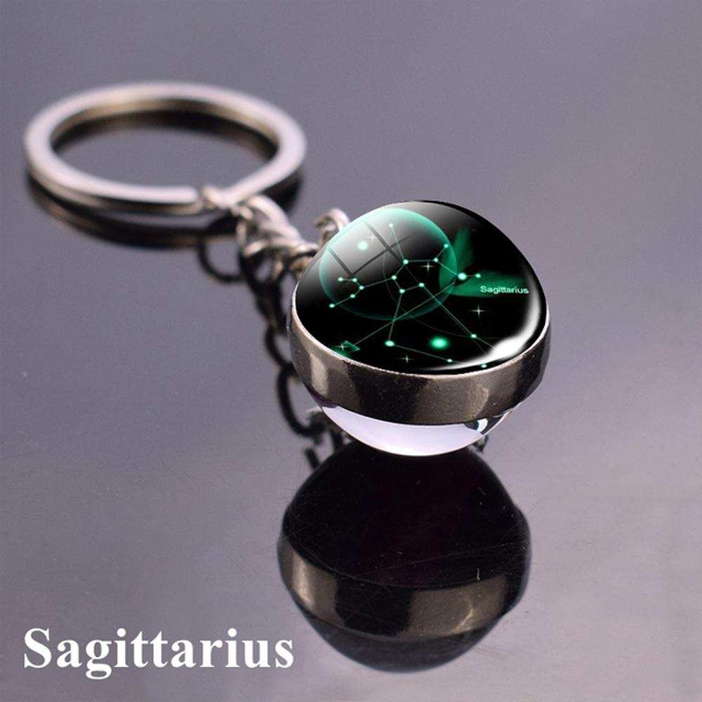 Мужчины Женщины Ювелирные изделия Стеклянный шар Подвеска Скорпион 12 Созвездий Брелки Зодиакальный Брелок
