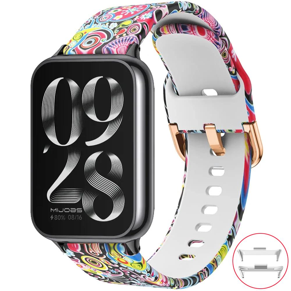 Печатный ремешок для Xiaomi Mi Band 8 9 Pro MiBand 8 Запасной силиконовый ремешок для умных часов Браслет correa Redmi watch 4 5 6 Ремешок