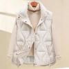 Осень и зима новый жилет женский свободный со стойкой воротником утолщенный пуховик жилет хлопковый жилет верхняя одежда