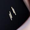 925 Sterling Silver Grometric Strip Stud Earrings For Women Girls Cubic Zircon Korean Jewelry Daily Accessories S-E1255