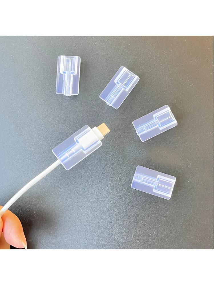 5 шт. Мягкий силиконовый органайзер для кабеля зарядки, протектор кабеля для быстрой зарядки, рукав для защиты кабеля данных Apple iPhone, прозрачный чехол-клипса