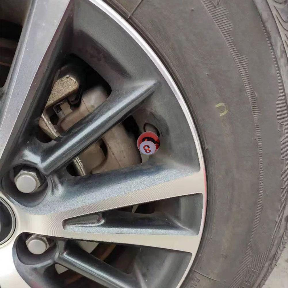 4pcs Car Wheel Tire Valve Core Cap Creative Billiards 8 Wheel Dust Cover Car Truck SUV Motorcycle Bike Accessories
