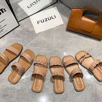 Летние домашние тапочки женские новые модные ретро-тапочки с сандалиями для дома на плоской подошве повседневные тапочки для улицы