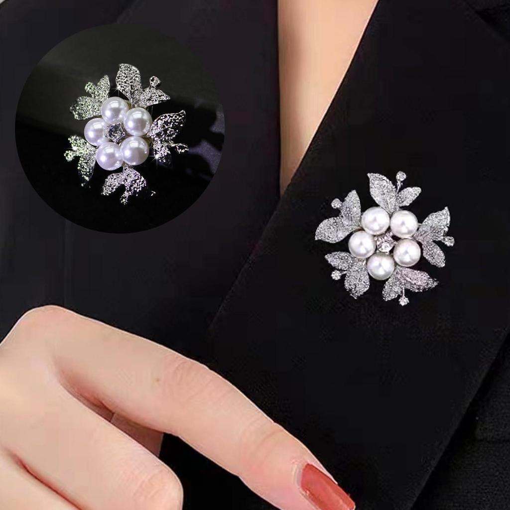 Модная брошь с жемчугом и бриллиантами, элегантная брошь из сплава со стразами, женские аксессуары для одежды, новая бижутерия, брошь