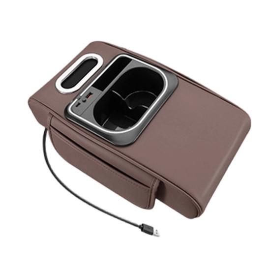 5-в-1 Органайзер на подлокотник автомобиля с держателем для стаканчика с салфетками, USB-портом для зарядки, подсветкой салона, усиливающая накладка для хранения в салоне для большинства автомобилей, портативный для автомобиля