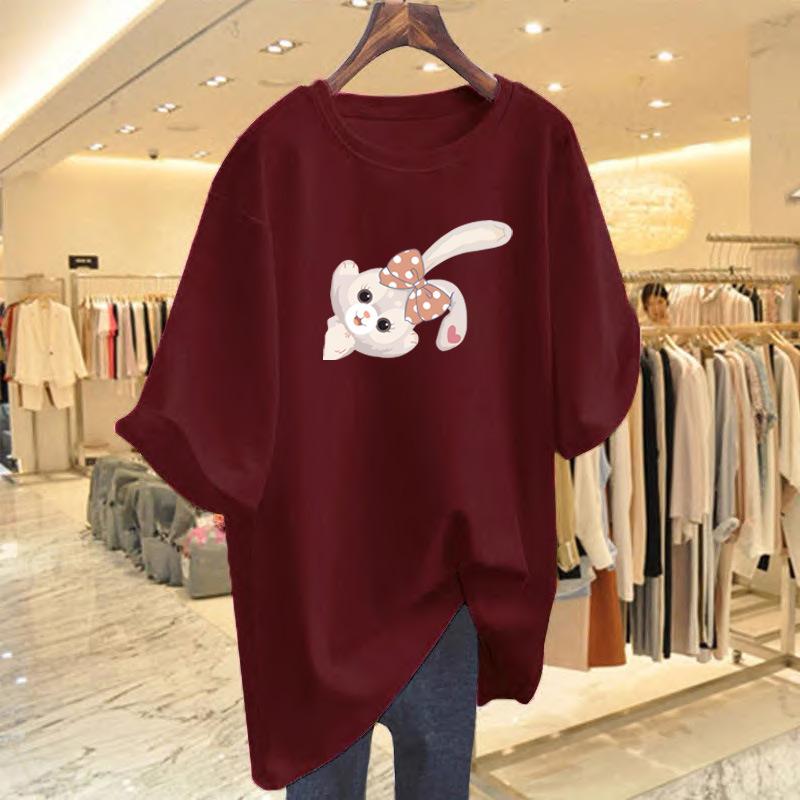 Хлопковая футболка с коротким рукавом женская 2025 новая одежда лето зарубежный стиль с рукавом до локтя топ летняя одежда