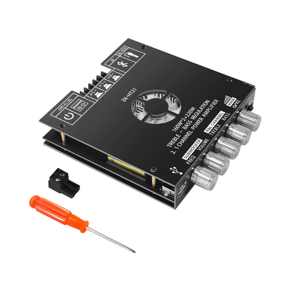 ZK-HT21 Цифровой Bluetooth-усилитель 2.1 Канал TDA7498E, 160 Вт+160 Вт + 220 Вт AUX+Bluetooth+USB