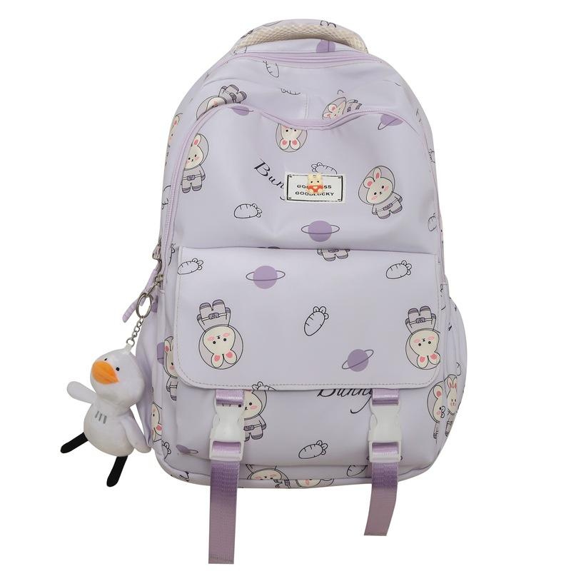Младший школьный ранец для школьников, женский рюкзак с рисунком кролика, женский рюкзак для кампуса с принтом кролика
