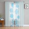 Christmas Snowflake Sheer Curtains For Kids Bedroom Living Room Voile Curtains Xmas Kitchen Tulle Curtain