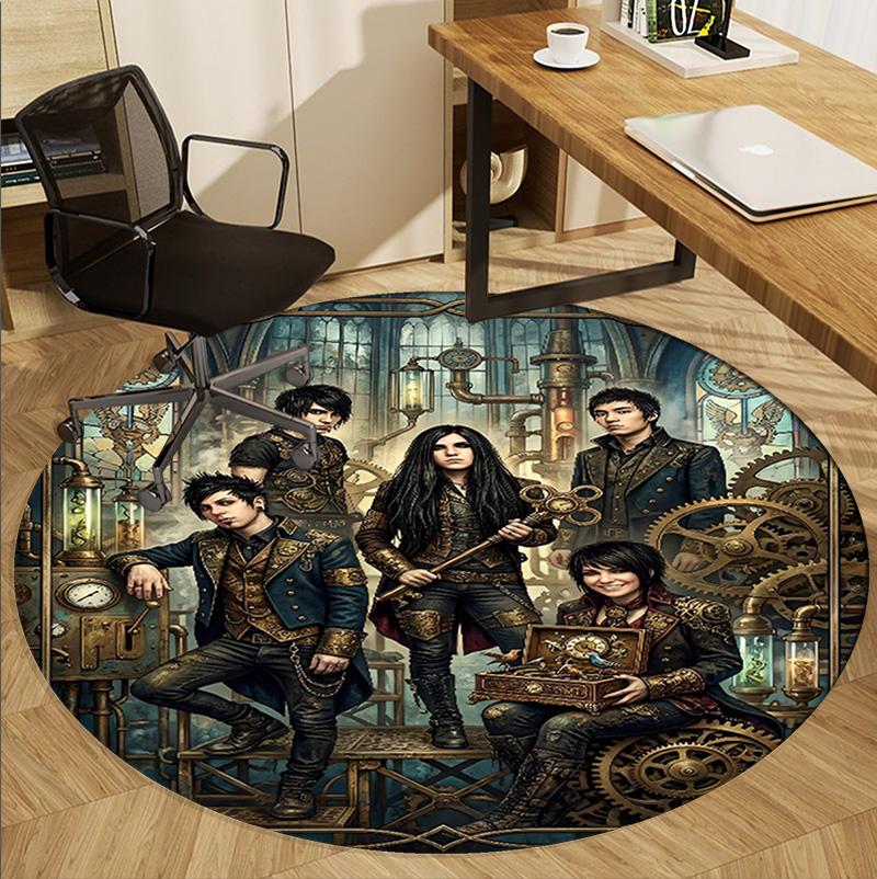 Bring Me the Horizon Pattern Round Rug, Indoor/Outdoor Mat, for Picnic, Gameroom, Bedroom, Office, Living Room, Home Decor Carpet, Birthday Gift