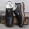 Мужские зимние кожаные сноубутсы на бархатной подкладке - Теплые, на толстой подошве, повседневная спортивная обувь для улицы