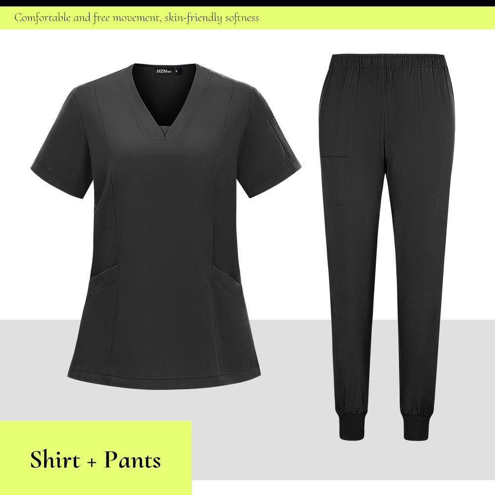 Детская больница Быстросохнущий костюм-скраб с V-образным вырезом - Комплект из двух предметов с коротким рукавом