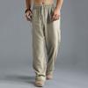 Мужские длинные брюки из хлопка и льна, свободные прямые повседневные брюки больших размеров