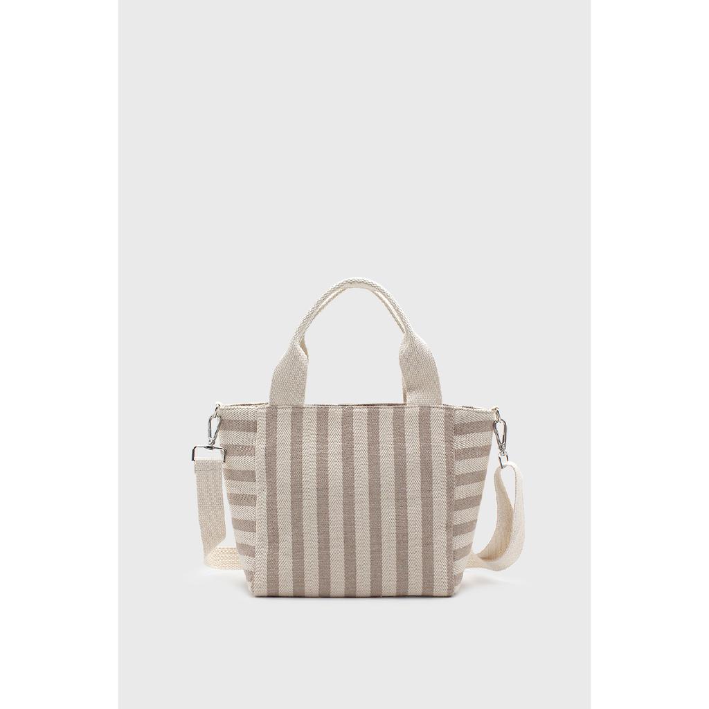 Women's Striped Mini Linen Tote Bag
