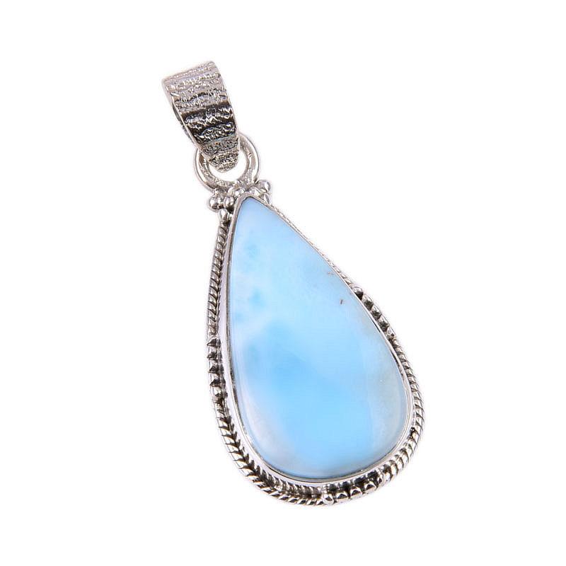 Подвеска из стерлингового серебра 925 пробы с драгоценным камнем Natural Republic Larimar 1,5 дюйма v0O96