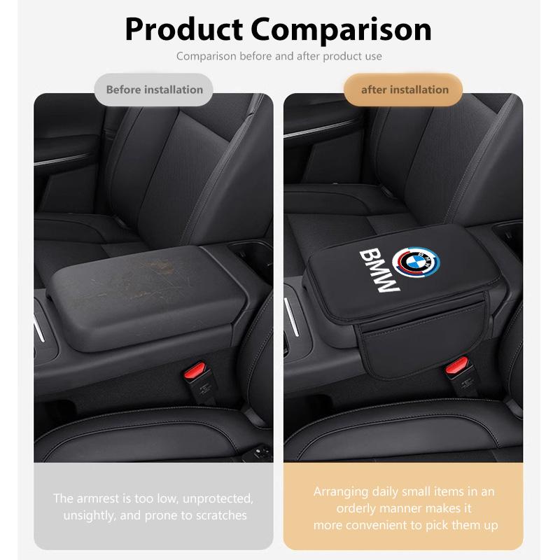 AAACG1 Car Seat Armrest Box Pad Elbow Cushion Height Storage Pocket For BMW Performance E91 X5 E70 F11 E30 F31 X3 F25 F32 x7