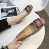 Одиночные туфли женские 2024 повседневные туфли с квадратной головкой и квадратной пряжкой легкие ленивые туфли с одной педалью женские туфли