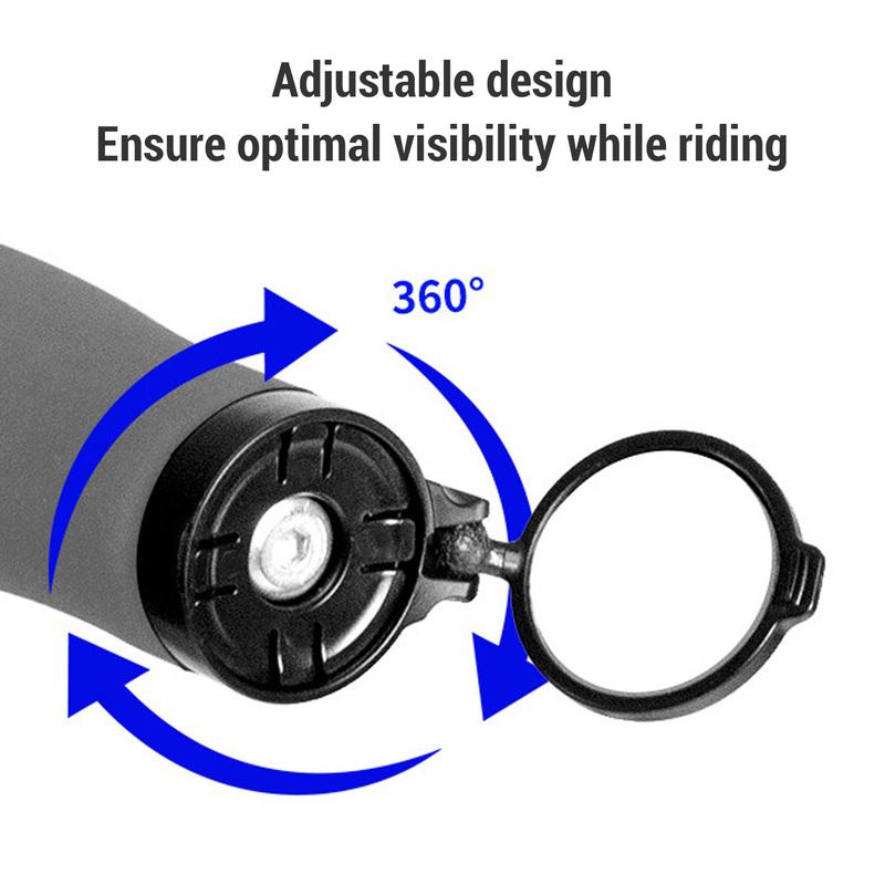 Riding Bar End Rear View Mirror Adjustable HD Glass Convex Lens Stable Structure Safe Cycling Rearview Mirror Ideal for Outdoor