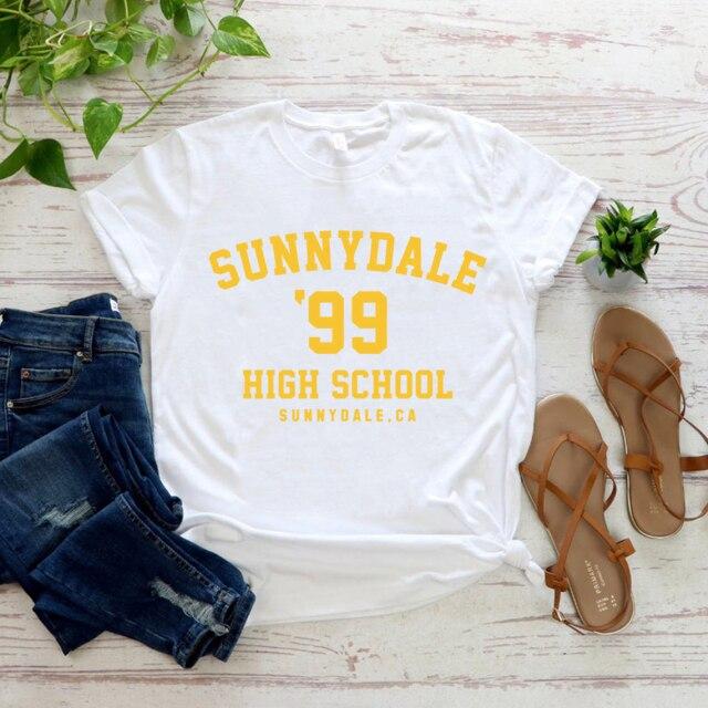 Sunnydale 99 High School Student Women T-shirts Sunnydale Summer Graphic Tee Women Short Sleeve Casual Tops