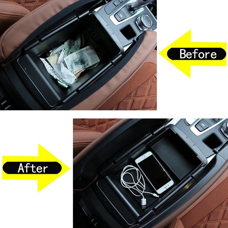 Car Central Control Armrest Storage Box For BMW X5 F15 X6 F16 2014-2018 Stowing Tidying Auto Interior Decoration Accessories