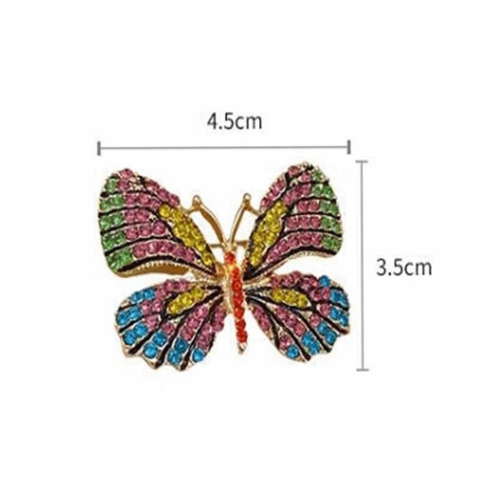Fashion Vintage Butterfly Brooches Metal Alloy Colorful Cardigan Clip Crystal Insect Sparkling Enamel Pins Party Jewelry
