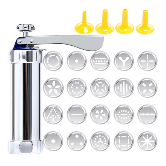 Пресс для печенья из алюминиевого сплава с дисками и насадками Легко сжимаемый прибор для приготовления печенья Безопасно для мытья в посудомоечной машине