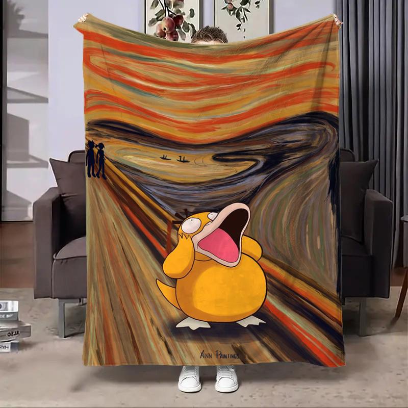 Cute Pokémon Psyduck Blanket Comfortable skin friendly soft sofa living room bed bedroom blanket suitable for travel and gift