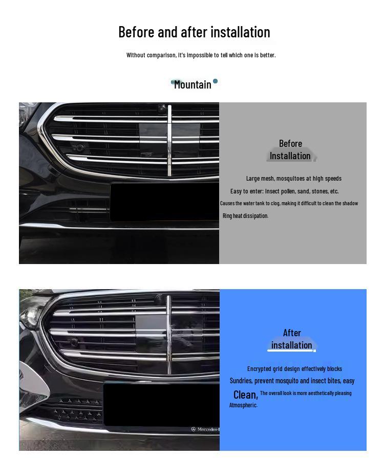 Mercedes-Benz E-Class Front Grille Insect Net and Protective Cover Clip-On Accessory