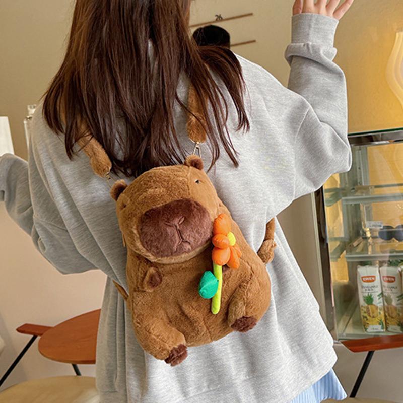 Fashionable Cute Casual Cartoon Capybara Bear Plush Backpack For Women