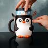 1 Set Penguin Ice Cream Pint Cup Holder with Hidden Snack Drawer Spoon Holder Reusable Ice Cream Container Holder Kitchen Gadgets