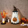 Halloween Ghost Statue Small White Ghost with Pumpkin Figurine Cute Ghost Resin Tabletop Ornament for Indoor Outdoor Halloween Decor