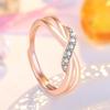 Korean Rose Gold Plated Wave Diamond Ring, Colorful Twist Curve Design for Women, Ideal for Weddings and Special Occasions