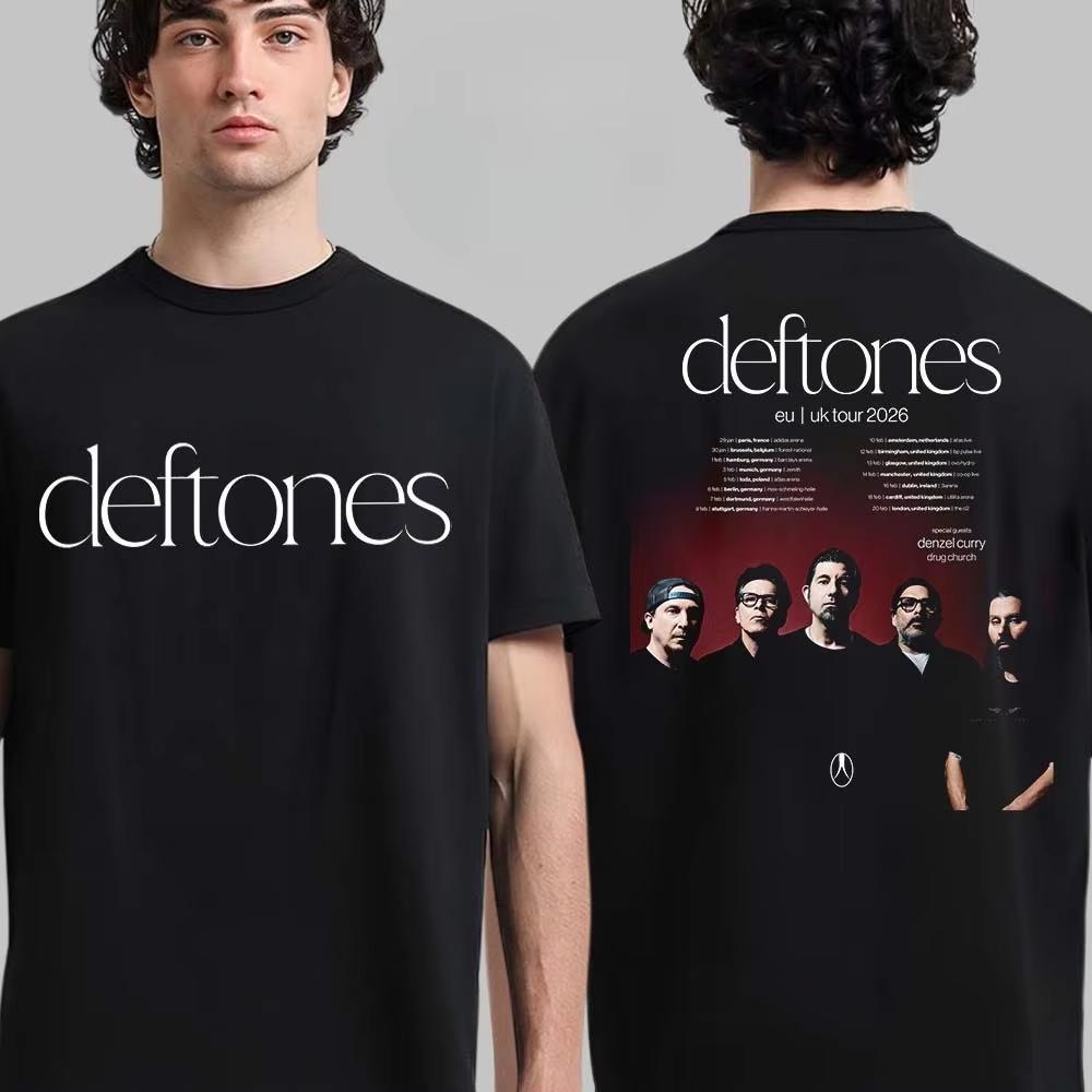 Deftones Band 2026 Mens Cotton Y2k Graphic Hiphop Dark Style Shirt Suitable for Both Men and Women Summer Printed Tshirts