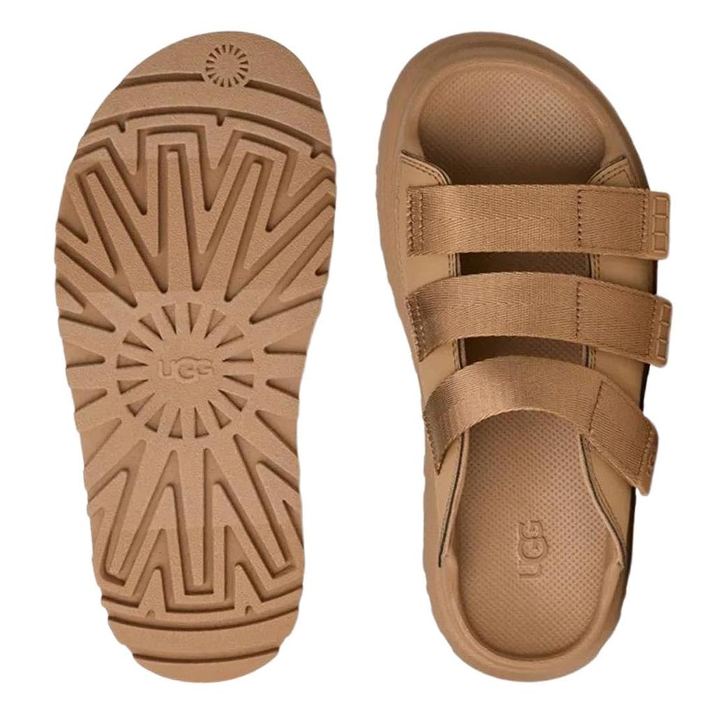 UGG Golden Glow Slide Dark Size US6 Thick Resort Sandals, Women's, 1167430, Sand, (23.0cm), Sole, Lightweight, Comfortable, Adjustable, Three-Strap,