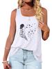 Женская модная майка с цветочным принтом, летняя повседневная футболка без рукавов с круглым вырезом