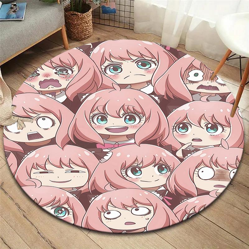 Spyfamily Round Area Rug Carpet Rug For Living Room Bedroom Sofa Playroom Decor Nonslip Floor Mat