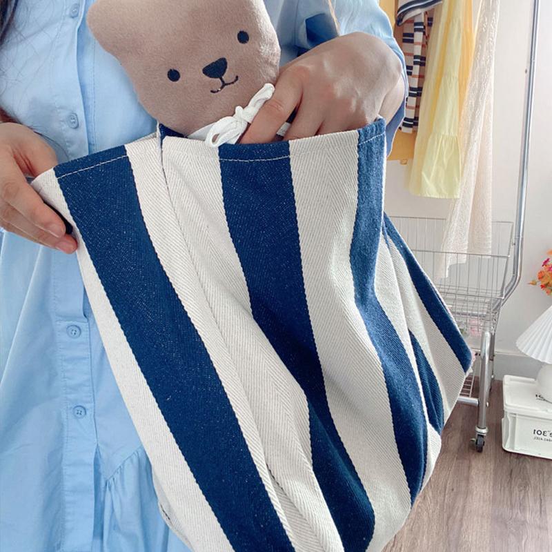 Вместительная холщовая сумка с ручкой сверху, женская летняя полосатая простая повседневная дамская сумочка, уличная сумка через плечо