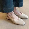Super soft leather~ French cool single shoes women's square head hollow hole shoes retro shallow mouth hollow breathable Mary Jane shoes