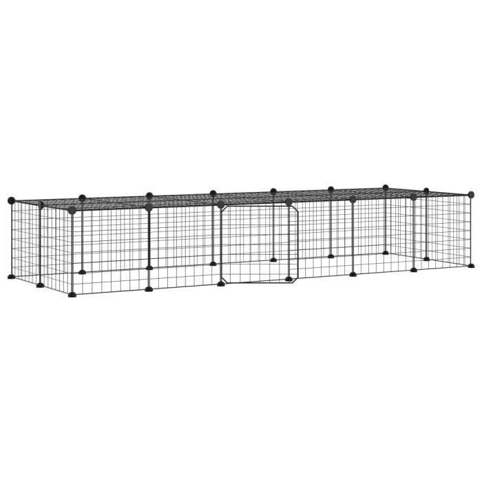 3114056 vidaXL Pet Cage with 28 Panels and Door Black 35x35 Cm