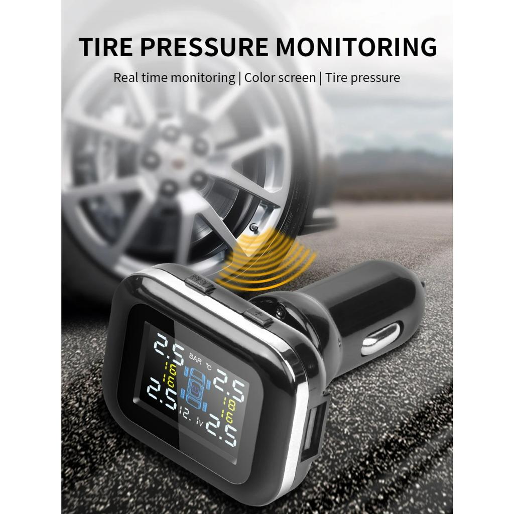 Автомобильный TPMS прикуриватель беспроводной универсальный TPMS USB цифровой tpms система сигнализации давления в шинах 4 внешних внутренних датчика