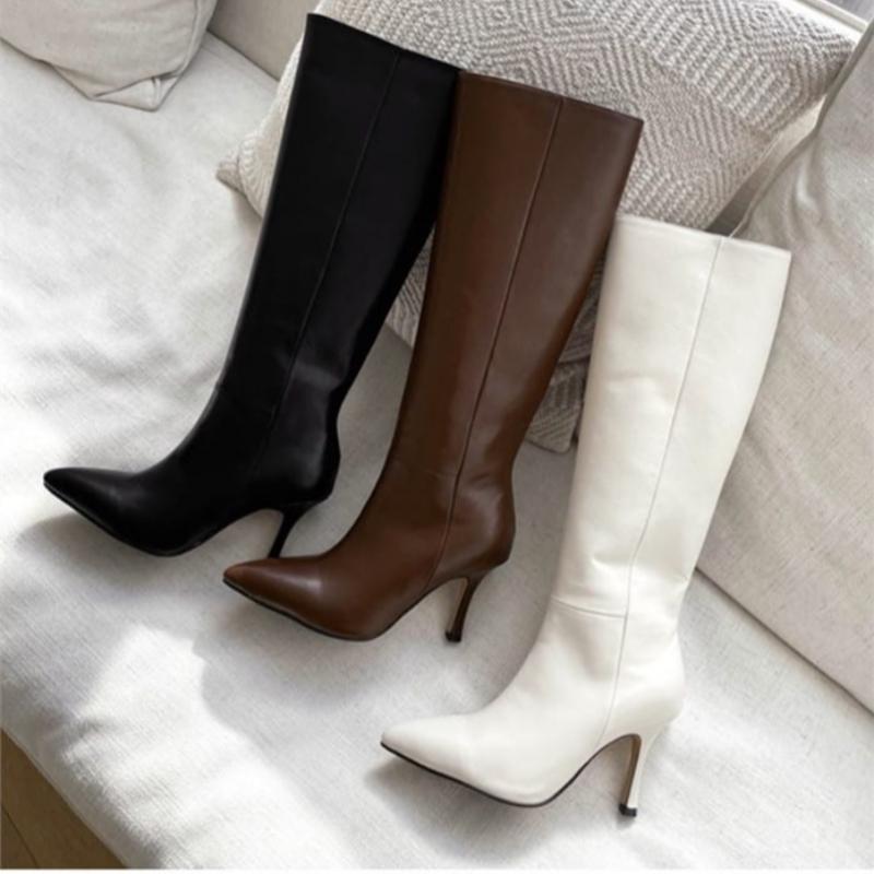 Desire Rose Women Stiletto Long Boots 8.5cm Side Zipper Boot Heel