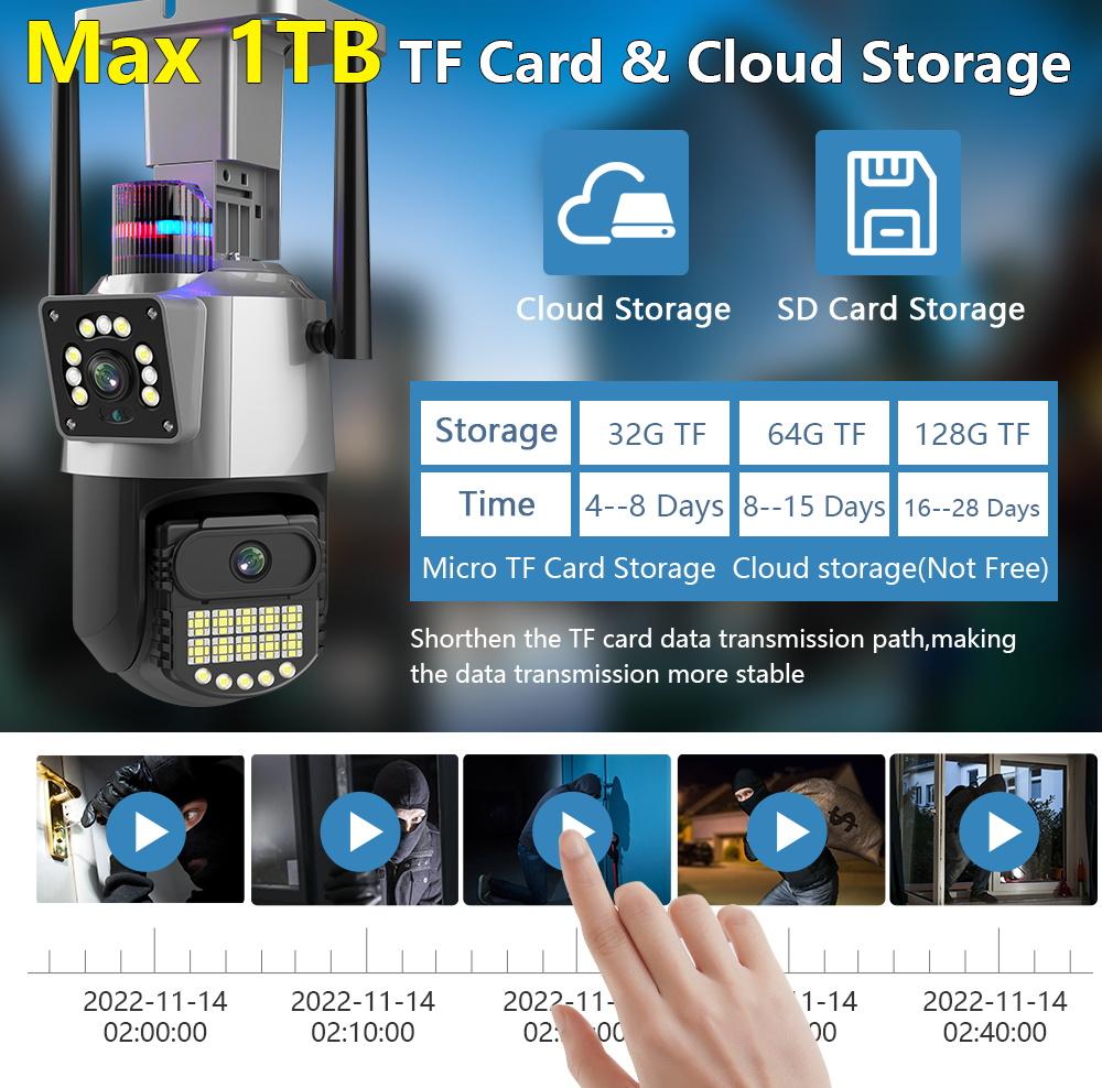 LS VISION IP-камера EU 8MP 4K, уличная Wi-Fi PTZ, двойной объектив, двойной экран, автоматическое отслеживание, водонепроницаемая система видеонаблюдения, полицейская световая сигнализация, CCTV