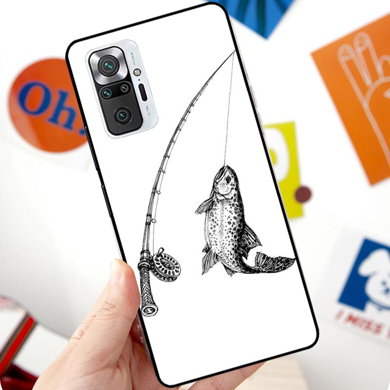 Carp Fish Fishing Rod Case For Xiaomi Redmi Note 12 Pro 11 8 9 10 Pro 9S 10S 11S 12S Redmi 12C 10C 9C 10A Cover
