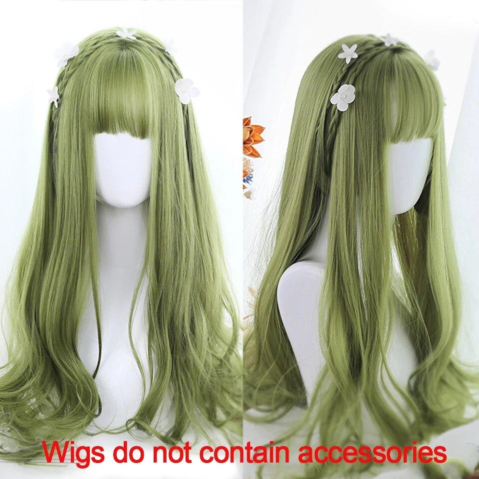 Синтетический длинный омбре красочный парик Лолиты для косплея в стиле Харадзюку с челкой, натуральные волнистые парики для Хэллоуина, розовый, фиолетовый, синий, повседневные