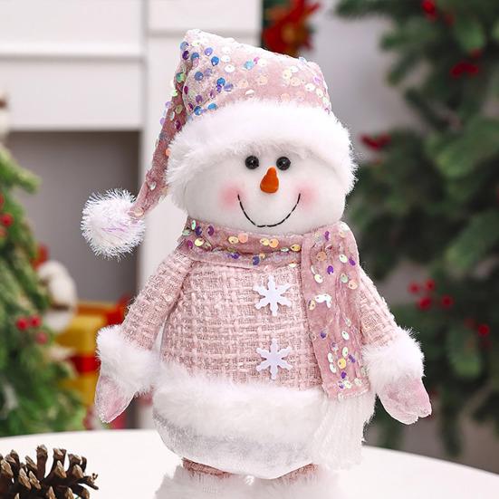 Рождественская плюшевая кукла, розовая, расшитая блестками, Санта-Клаус, снеговик, лось, кукла, плюшевая игрушка на Рождество