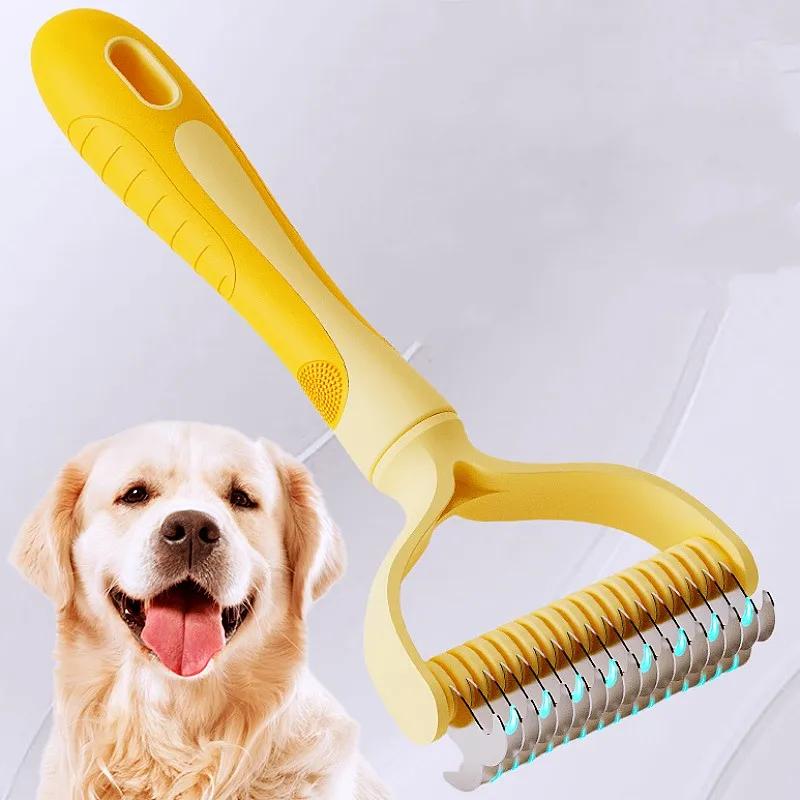 Professional Pet Grooming Brush Detangling Comb For Cats And Dogs Stainless Steel Teeth Deshedding Tool Gentle Hair Remover For Shedding Control