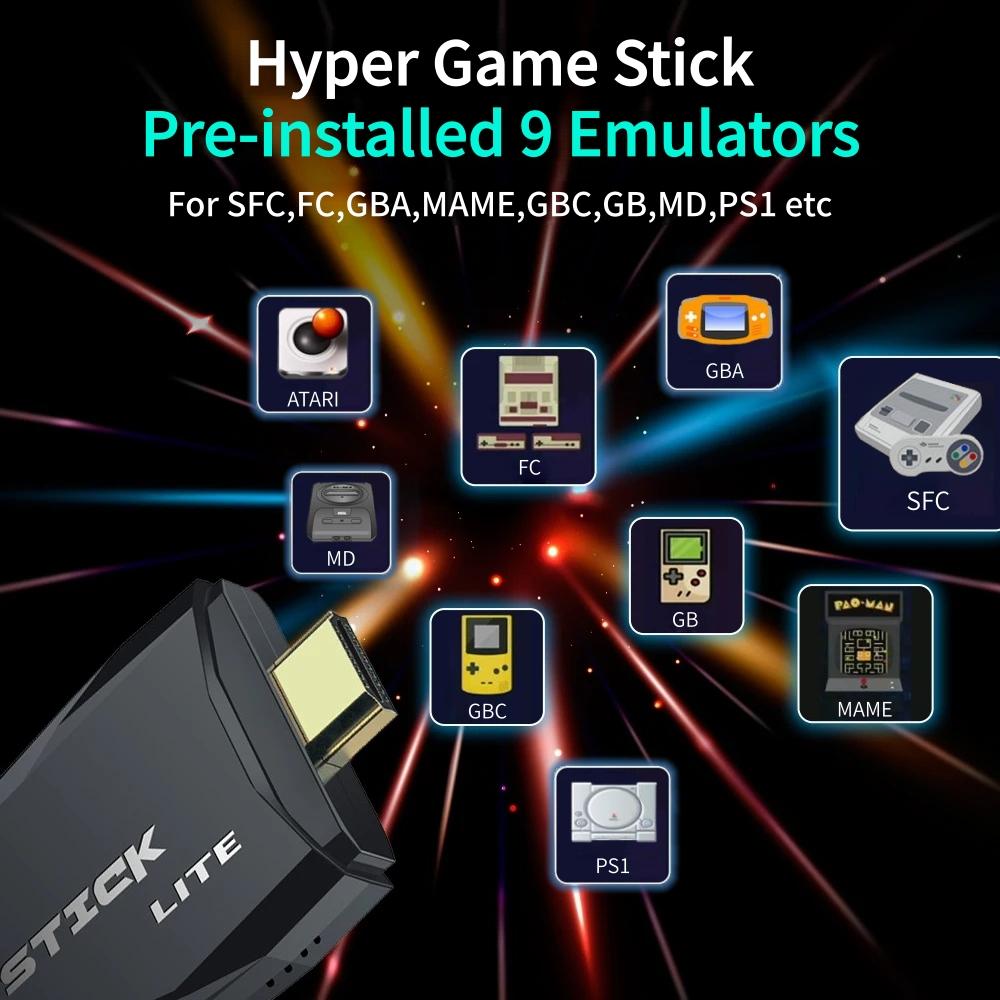 Беспроводная ретро-игровая консоль M8 с 40 000 встроенных классических игр, выход 4K HDMI на ТВ, два беспроводных контроллера 2.4G, 64G ностальгический игровой стик