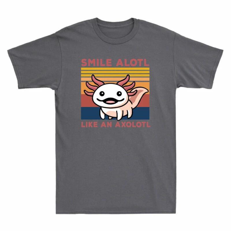 2026 Summer Vintage Smile Axolotl An Alotl Cotton Like TShirt Funny Tee Unisexs Sleeve Short