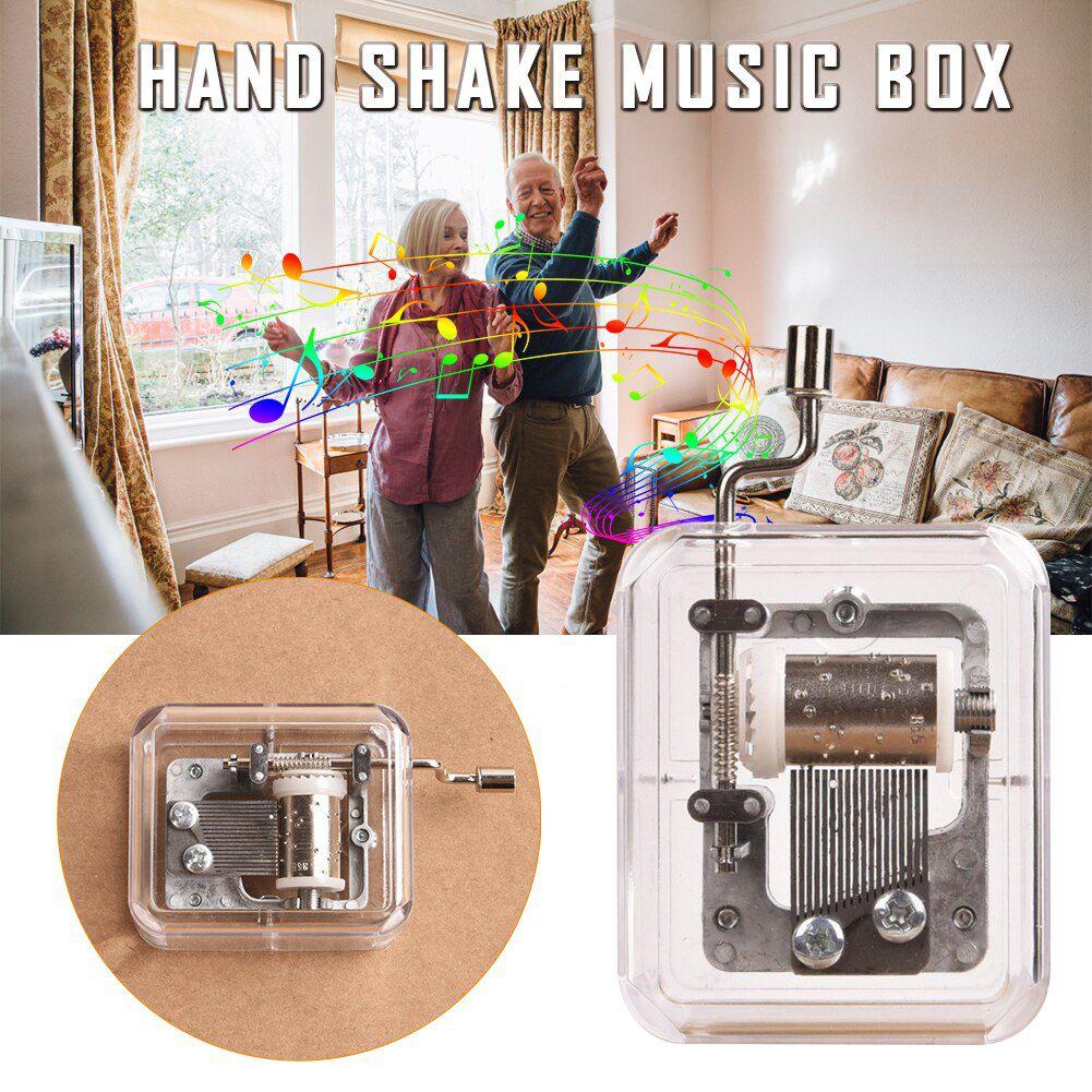 Box Mini Music Hand Cranking Music Movement Transparent Diy Music Box Christmas