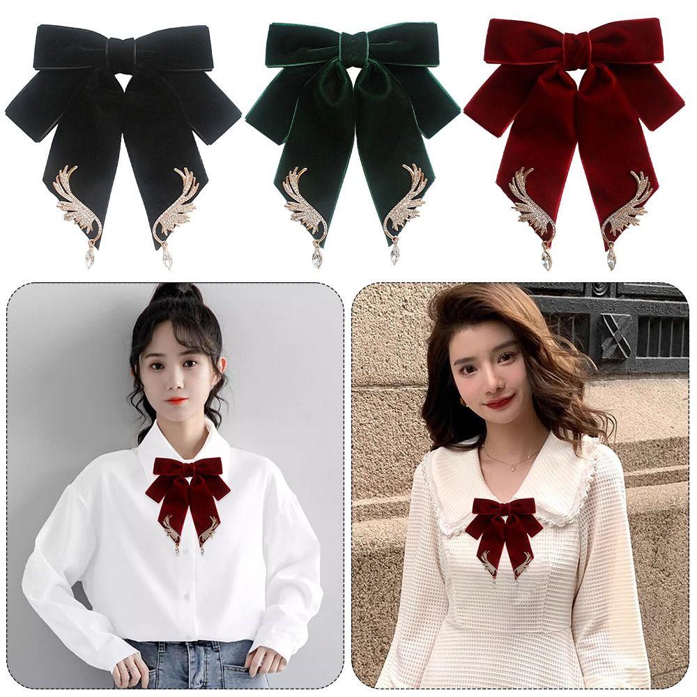 Retro Velvet Bowtie Business Collar Rhinestones Jewelry New Bowknot Necktie Women and Man